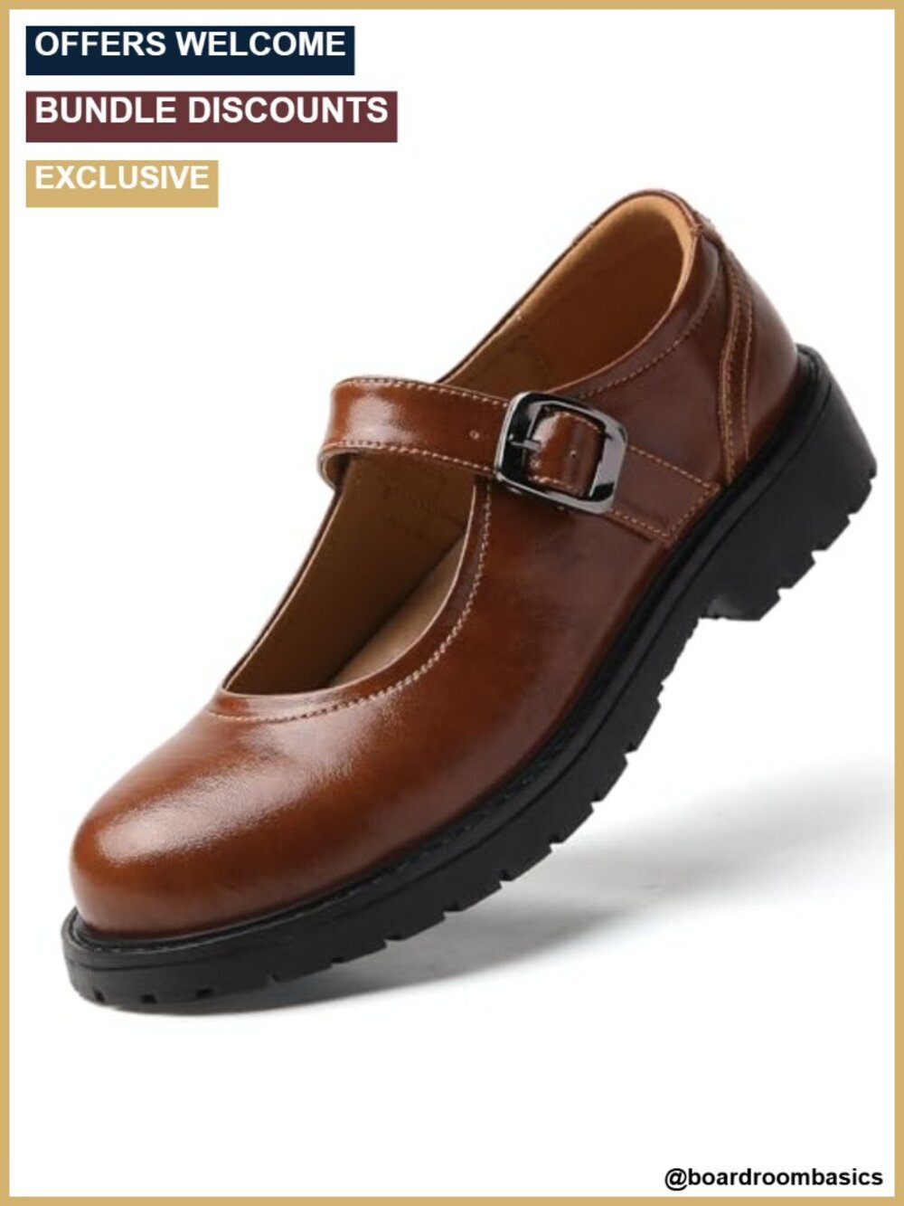 Vintage Mary Jane Oxford Flats - Non Slip Comfortable Work School Shoes with